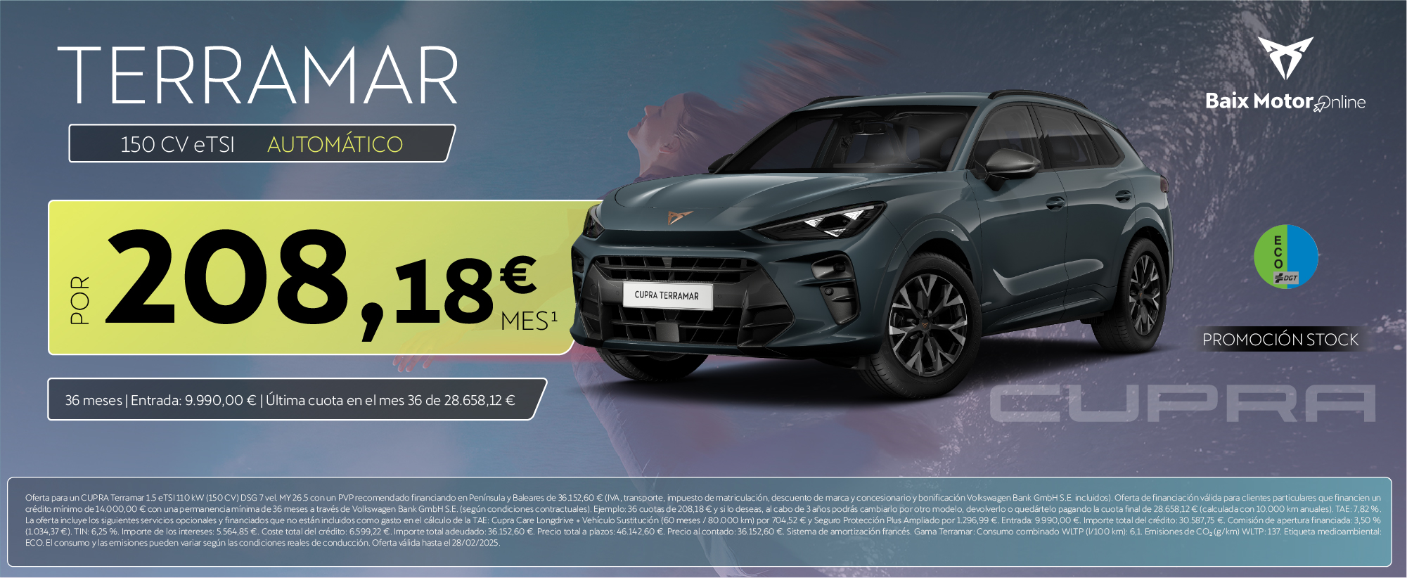 ¡Promoción stock! CUPRA Terramar por 208,18€/mes*